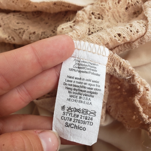 Tobi beige lace and sheer tank top - Picture 3 of 4